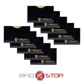 Proximity Kartenetui - Koruma (horizontal, schwarz, goldenes Logo) 10er Set.