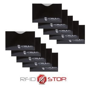 Proximity Kartenetui - Koruma (horizontal, schwarz, silbernes Logo) 10er Set.