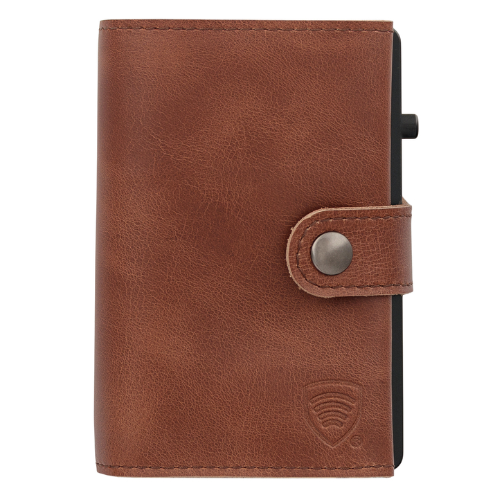 Aluminium-Portemonnaie mit Kartenschlitten und Kartenschutz (schwarz)