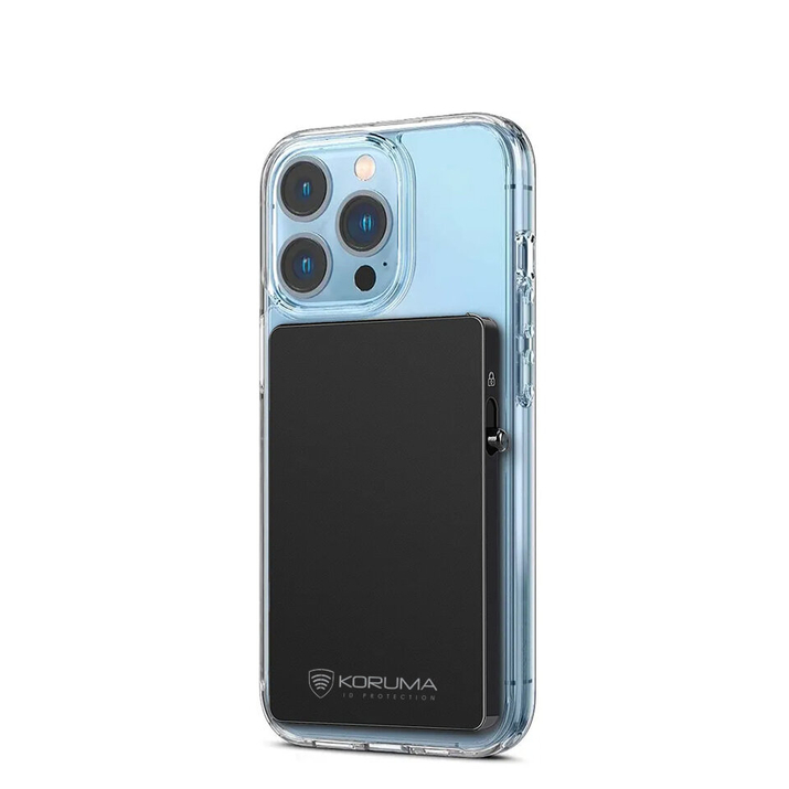 Aluminiowe etui z wysuwanymi kartami i ochroną kart zbliżeniowych (czarny)