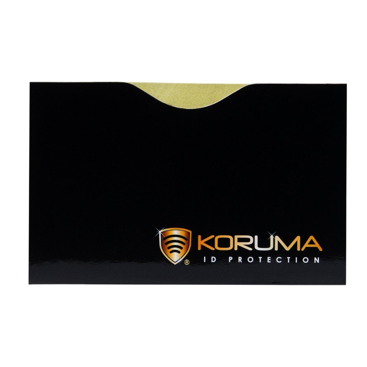  Proximity Kartenetui - Koruma (horizontal, schwarz, goldenes Logo) 10er Set.