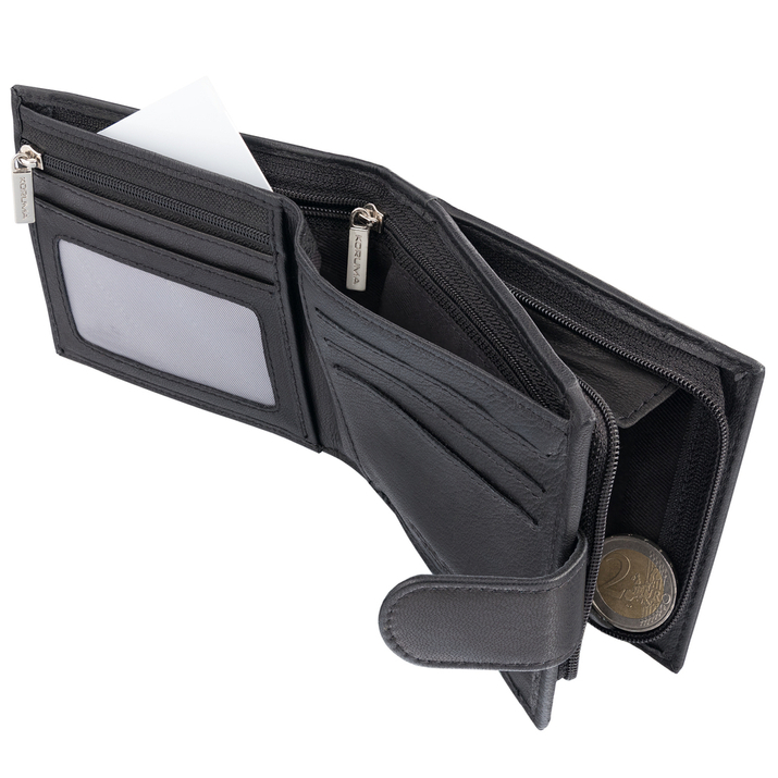 Herrengeldbörse aus Leder mit Reißverschluss und RFID-Schutz (schwarz)