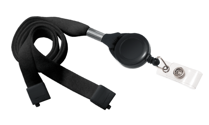 Einziehbarer Lanyard-Badge - Sicherheitsverschluss - Farbe Schwarz