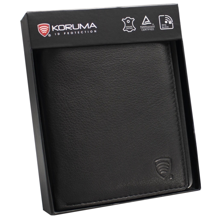 Herrenledergeldbörse mit RFID BLOCK Sicherheit (schwarz)