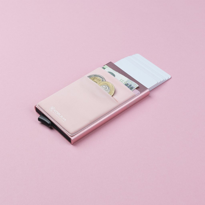 Aluminium-Portemonnaie mit Kartenschlitten und Kartenschutz (Pink)