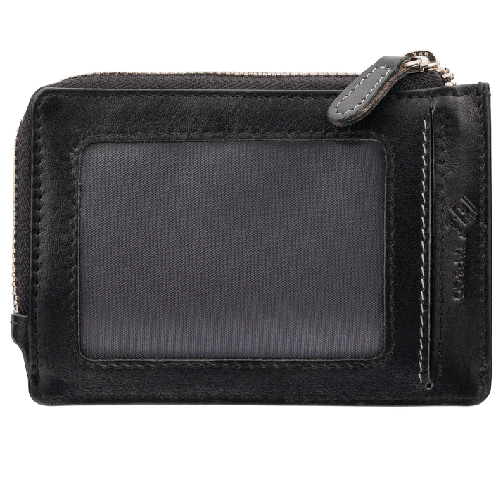 Kleines Etui für Kreditkarten und Geld - kontrastierendes Garn (Schwarz)