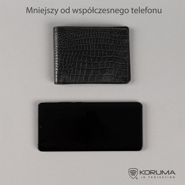 SLIM superschlanke Herrenlederbrieftasche (Schwarz, Kroko)