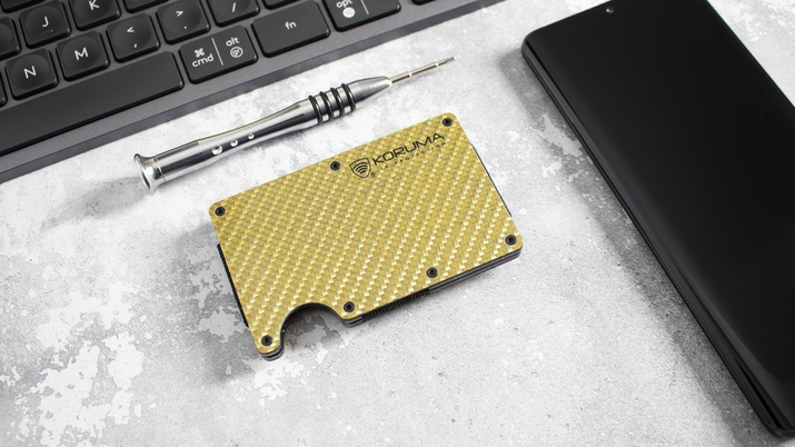 Aluminium-Diebstahlschutzhülle für Proximity-Karten (Gold, Carbon)