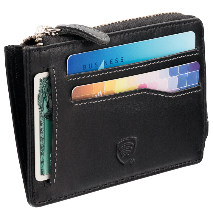 Kleines Etui für Kreditkarten und Geld - kontrastierendes Garn (Schwarz)