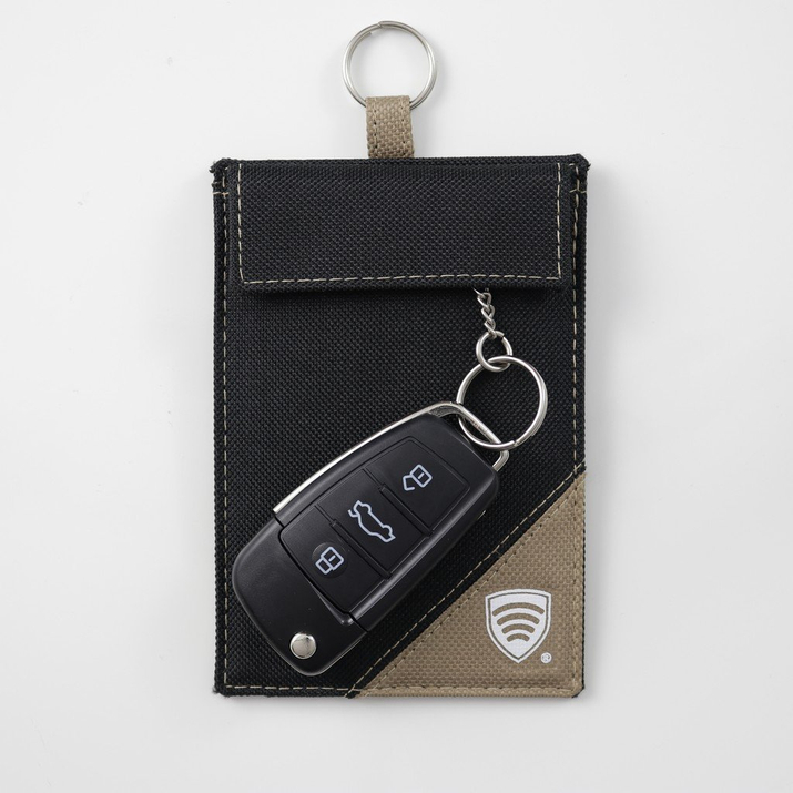 Schlüsselloses Anti-Diebstahl-Etui aus Stoff (schwarz/sand)