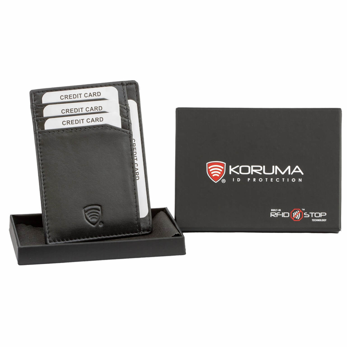 RFID-Kartenetui aus Leder für die Jacke (Schwarz)