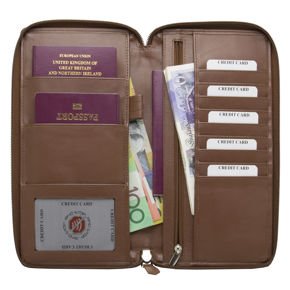 Reise-Organizer für kontaktlose Karten und biometrischen Reisepass (Braun)