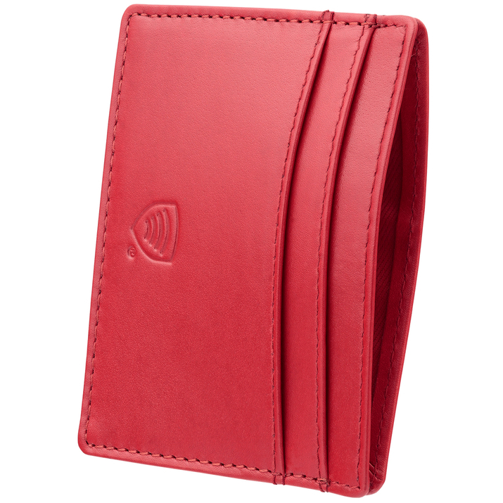 RFID-Kartenetui aus Leder für Damen (Rot)