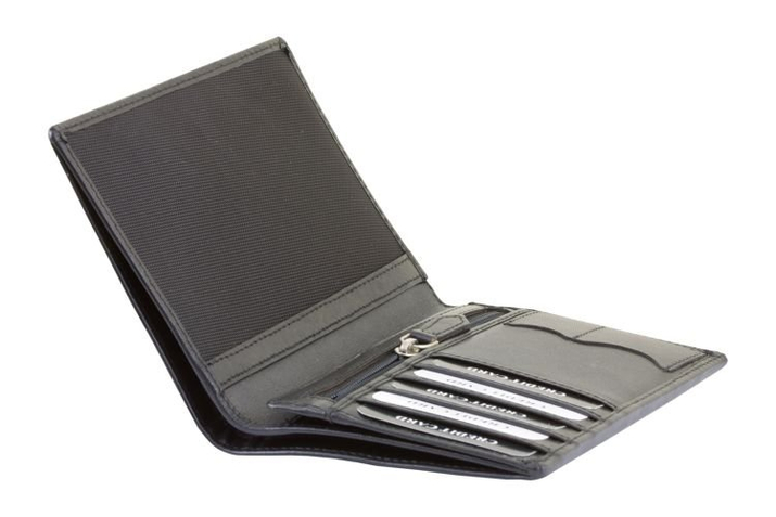 Lederbrieftasche für biometrische Pässe und Proximity-Karten (Schwarz)