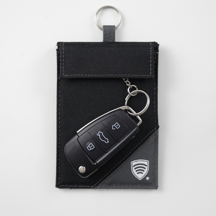 Schlüsselloses Anti-Diebstahl-Etui aus Stoff (schwarz/grau)