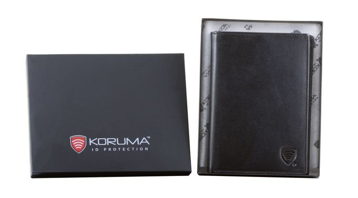 Lederbrieftasche für biometrische Pässe und Proximity-Karten (Schwarz)