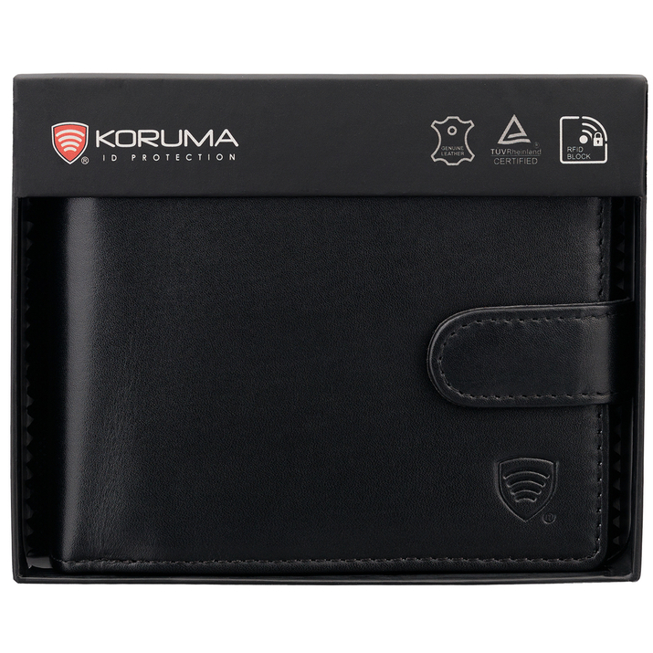 Herrenportemonnaie aus Leder mit Reißverschluss für Karten und Münzen (schwarz)