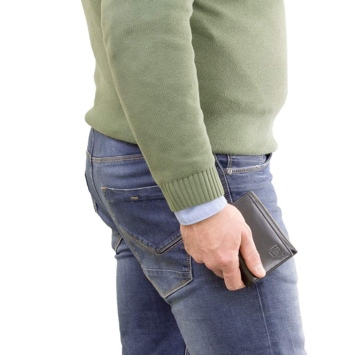 Dreifach-Geldbörse aus Leder zum Schutz der Karten in der Nähe (Schwarz)