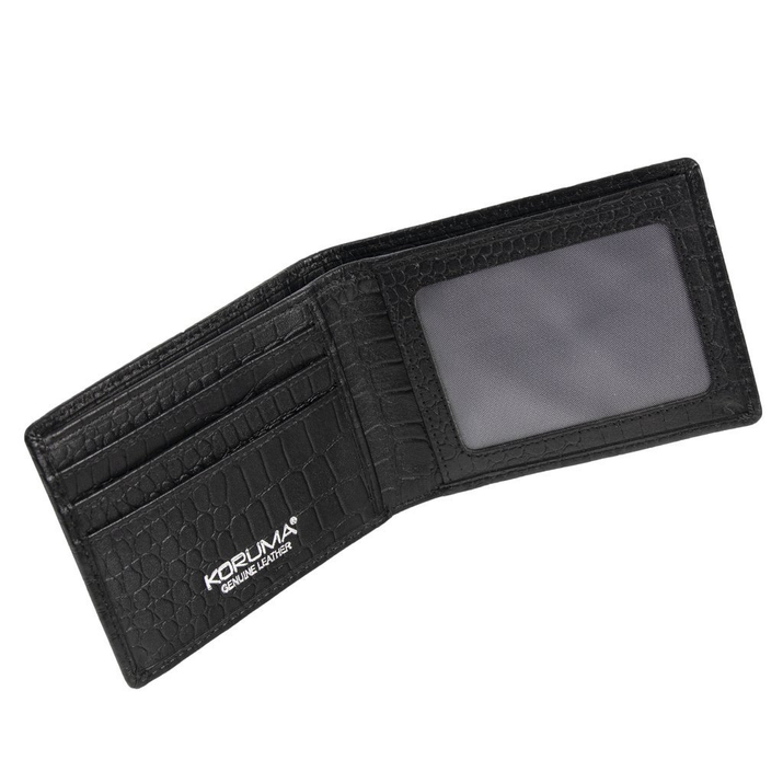 SLIM superschlanke Herrenlederbrieftasche (Schwarz, Kroko)