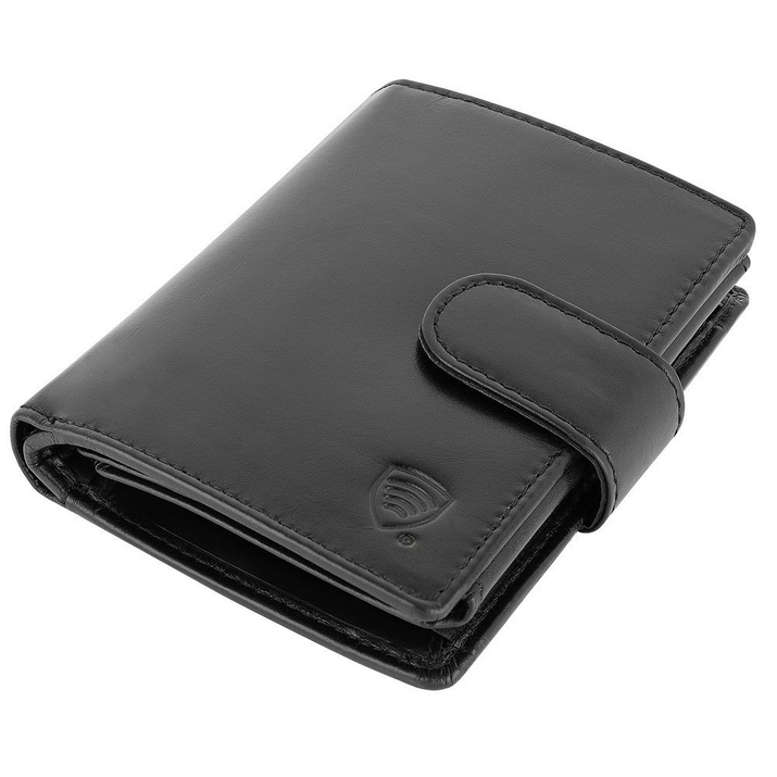 Herren-Portemonnaie aus Leder für Karten und Münzen mit RFID BLOCK Schutz (schwarz)