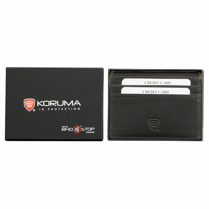 Lederetui mit RFID-Kartensperre (Schwarz)