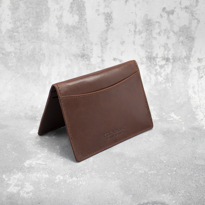Dünne Leder-RFID-Brieftasche für Jacken-ID (Braun)