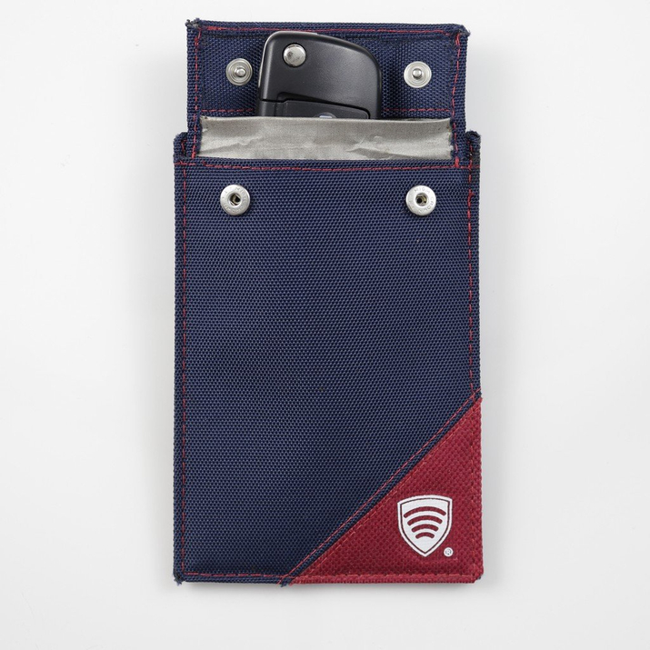 Schutz für schlüssellose Autoschlüssel - Stoffhülle (marineblau/maroon)
