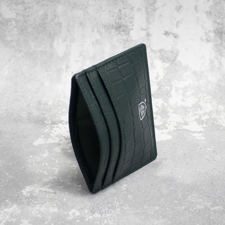 Lederetui zur Diebstahlsicherung für RFID-Karten (Grün, Kroko)