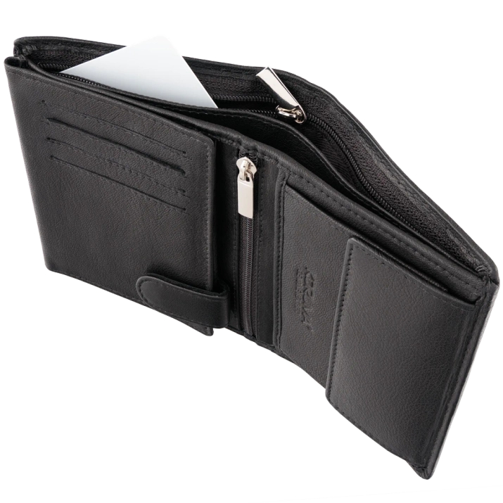 Herren-Portemonnaie aus Leder mit RFID BLOCK-Schutz (schwarz)