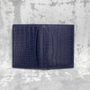 Dünne Leder-RFID-Brieftasche für Jackenregistrierung (Marineblau, Kroko)
