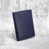 Dünne Leder-RFID-Brieftasche für Jackenregistrierung (Marineblau, Kroko)