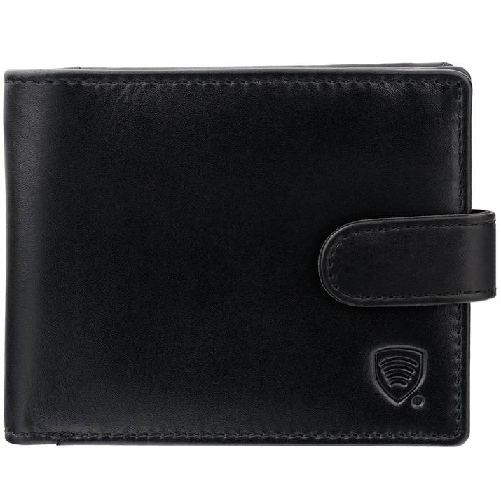 Horizontale Herrenleder-RFID-Brieftasche für Karten und Münzen (schwarz)