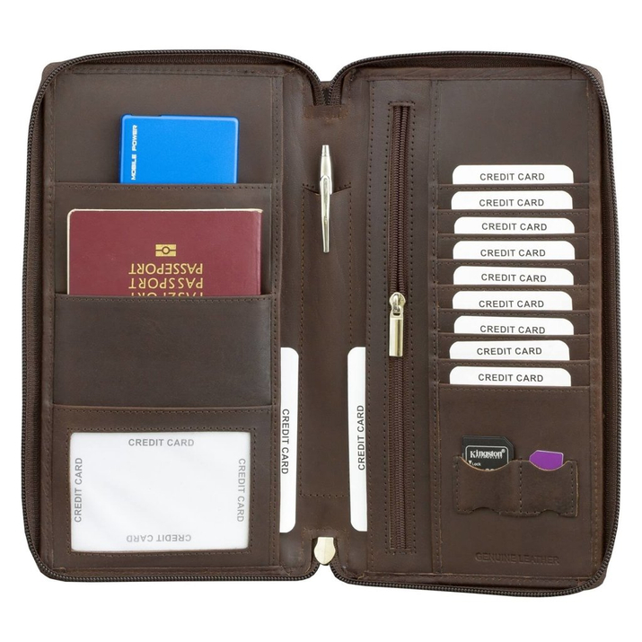 Reise-Organizer für die ganze Familie mit RFID-Schutz (Braun) - SMART RFID BLOCK
