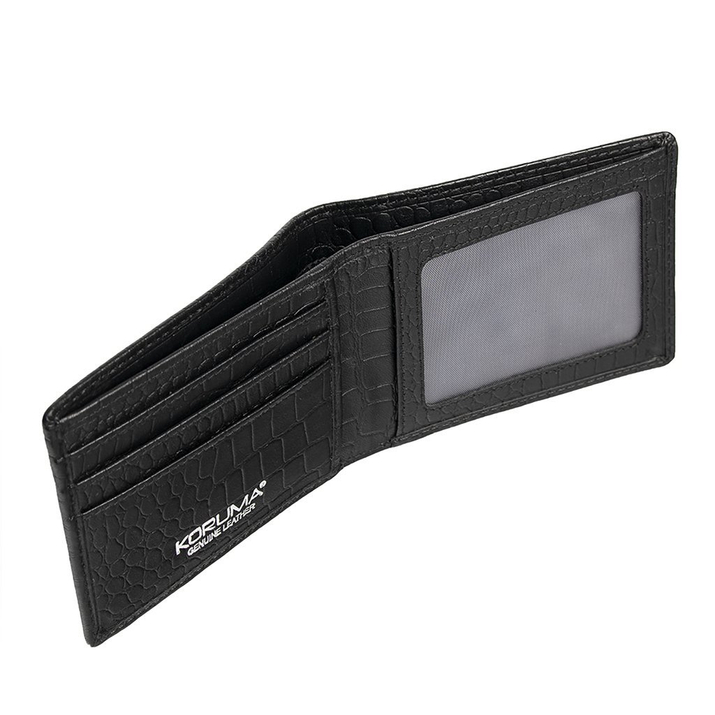 SLIM superschlanke Herrenlederbrieftasche (Schwarz, Kroko)
