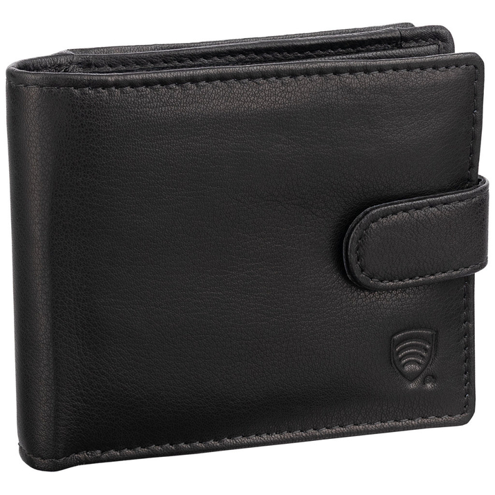 Herrengeldbörse aus Leder mit Reißverschluss und RFID-Schutz (schwarz)