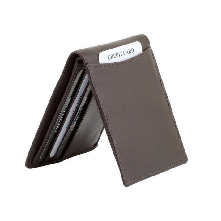 Ultradünne Brieftasche für Geldscheine und kontaktlose Karten (Braun)