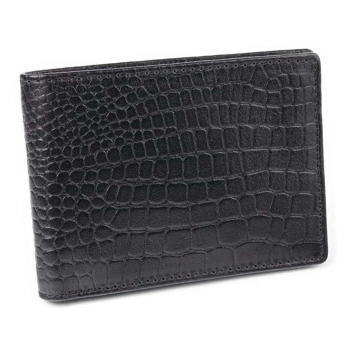 SLIM superschlanke Herrenlederbrieftasche (Schwarz, Kroko)