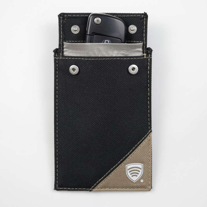 Schlüsselloses Anti-Diebstahl-Etui aus Stoff (schwarz/sand)