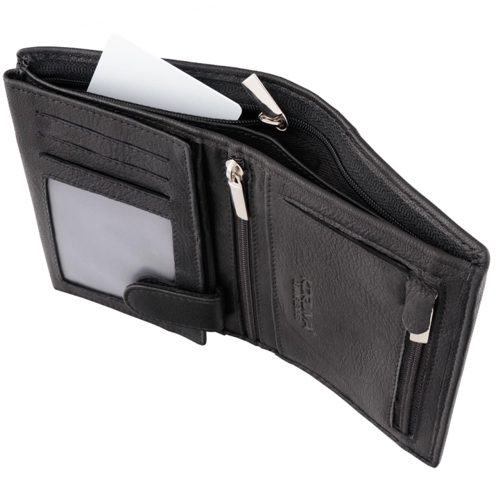 Herrenledergeldbörse mit RFID BLOCK Sicherheit (schwarz)